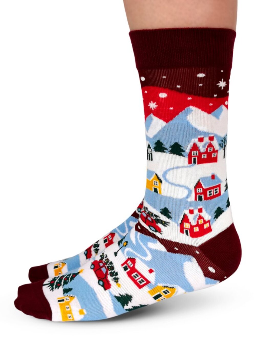 Women's Uptown Sox Crew Socks | Christmas Village Socks | NWT